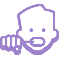 Cartoon person brushing teeth